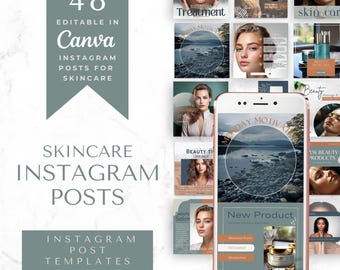 Skincare Instagram Templates | Editable Beauty Posts for Estheticians & Dermatologists | Canva Social Media Marketing