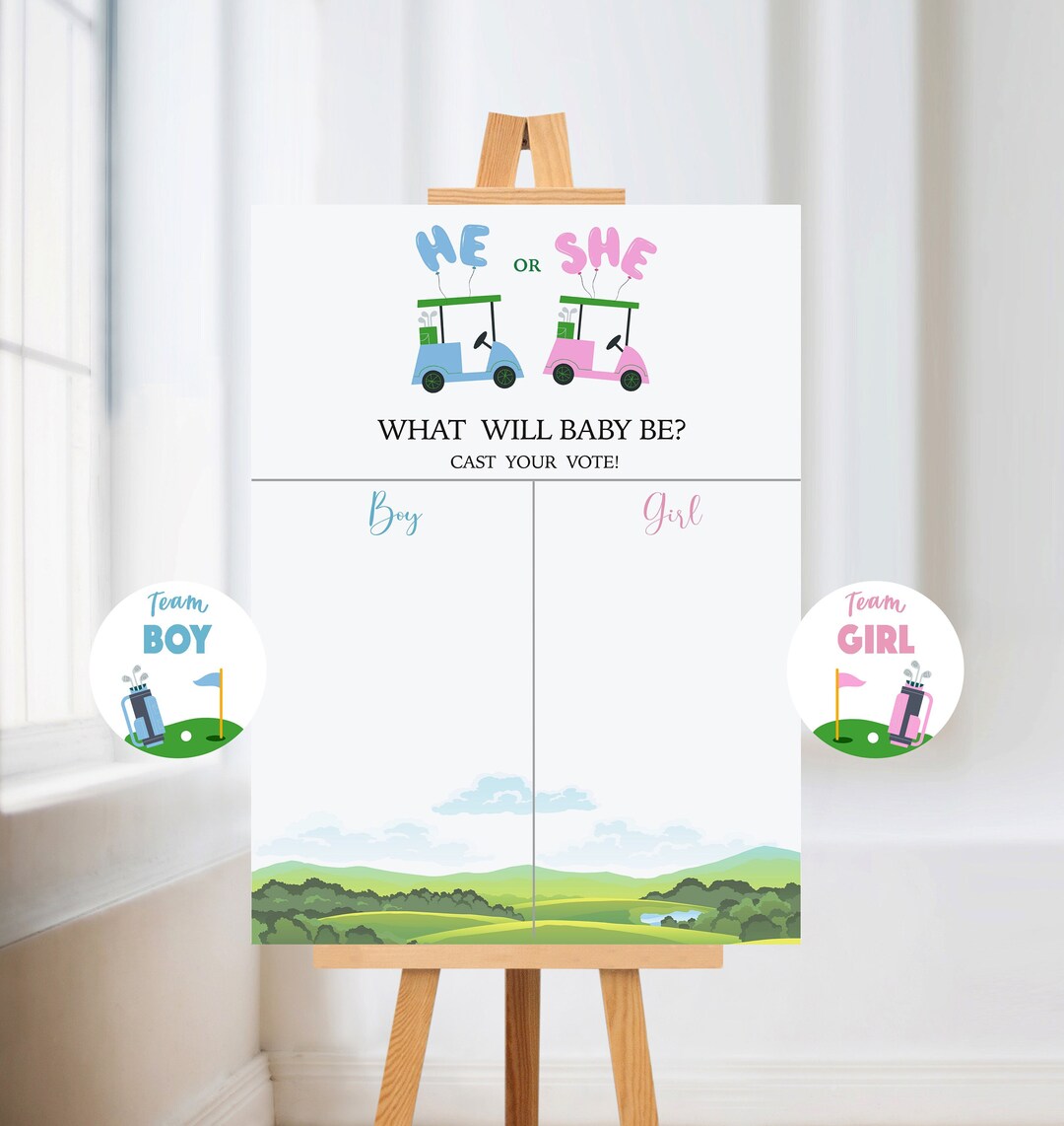 Golf Gender Reveal Voting Board Golf Gender Reveal He or Etsy