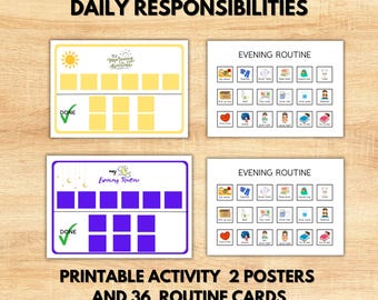 Routine giornaliera stampabile per bambini, bambini piccoli, tabella di routine prescolare