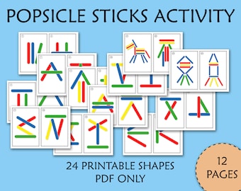 Colorful Popsicle Stick Flashcards for Preschool Learning