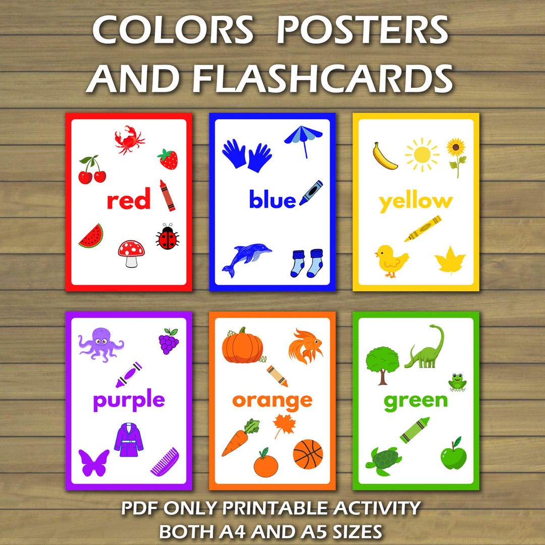 Preschool Color Learning Posters and Flashcards - Etsy