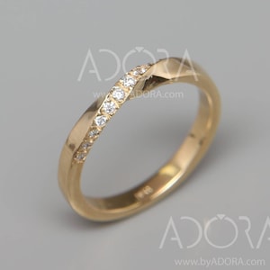 Handmade 14k Gold Mobius Ring set with Diamonds | Diamonds Mobius Ring | 14k Gold Mobius Wedding Ring set with Diamonds