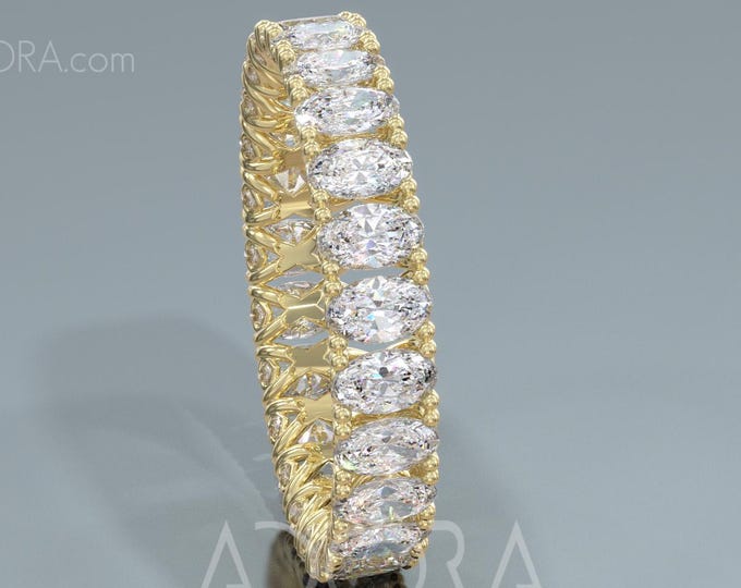 Featured listing image: Oval Diamond Eternity Ring | Solid 14K Gold Ova Diamond Full Eternity Ring l Lab Grown Diamond Stackable Anniversary Ring Gift
