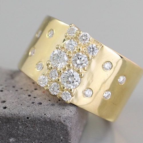 Handmade 14k Gold Multi Stone Diamonds Ring Diamonds Cluster - Etsy