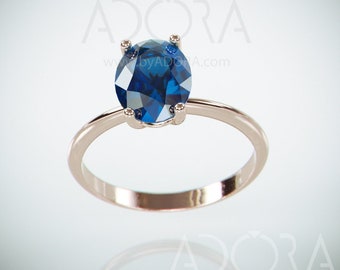 Handmade Rose Gold London Blue Topaz Ring | 14k Solid Rose Gold London Blue Topaz Engagement Ring | December Topaz Ring