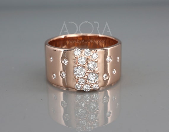 rose gold dress ring 14K Rose Gold Round Morganite and Diamond Engagement Ring