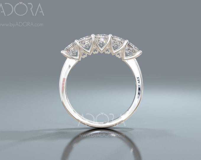 Featured listing image: Princess Cut Diamond Ring: Lab Grown Half Eternity in White Gold