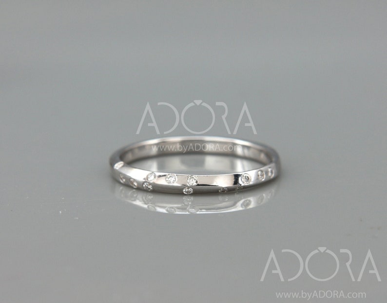 Handmade Knife Edge Wedding Ring Set With Diamonds 14k White Etsy