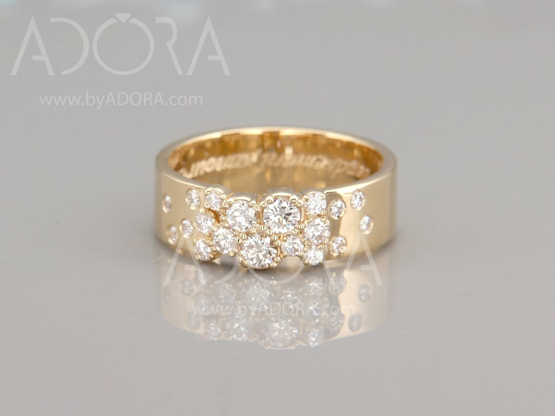 Handmade 14k Gold Multi Stone Diamonds Ring | Diamonds Cluster Ring ...