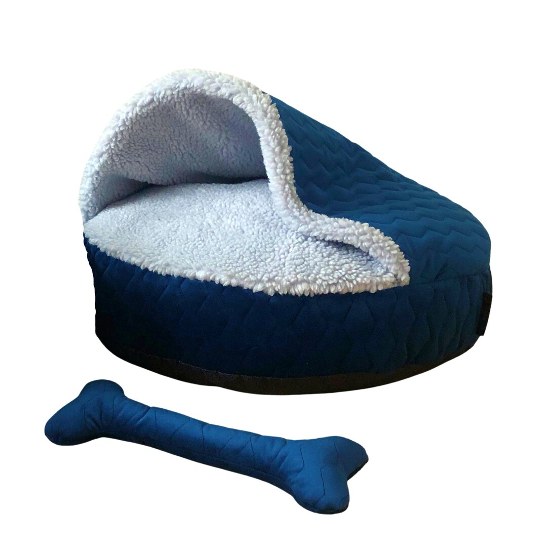 View of Round Dog Bed Plush Big Soft Dog House Cozzy Cave Bed Snuggle Bed Anti ...