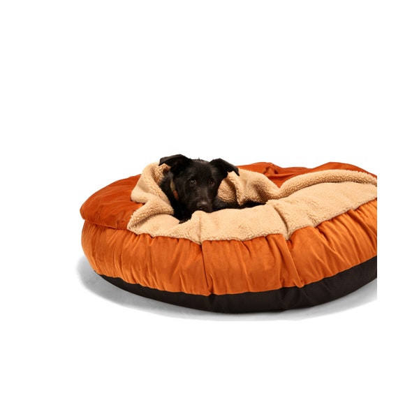 Lit rond pour chien Peluche Big Soft Niche pour chien Lit grotte confortable Lit câlin Anti-anxiété Calmant Tissus d'ameublement lavables anti-allergènes pour lit pour chien