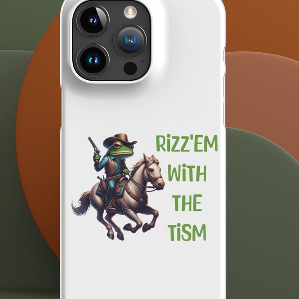Rizz Em With The Tism Vintage Phone Case, Retro Funny Frog Phonecase, Frog Meme Mobile Case, Cool Frog Gifts, Gift For Him Or Her Phonecase