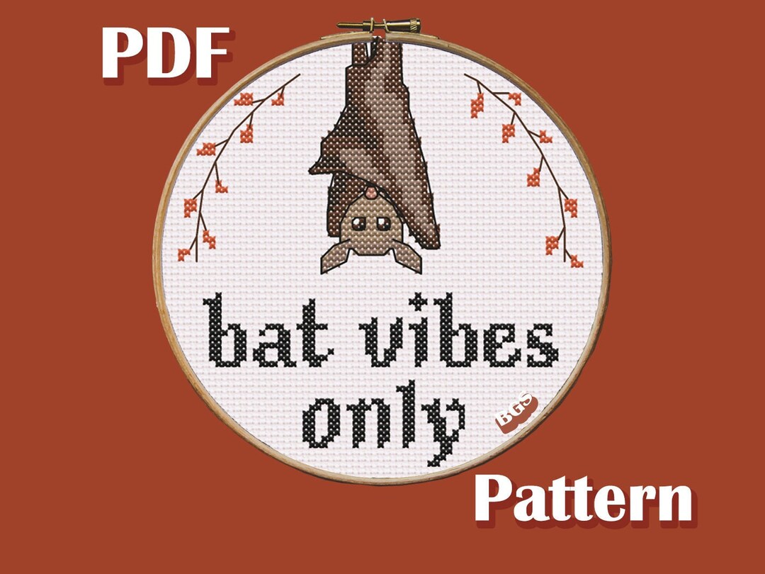 Halloween Bat Vibes Only Cross Stitch Pattern, Instant Download Pdf ...