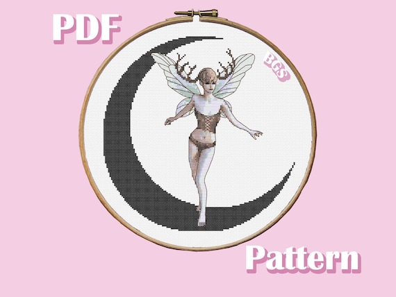 Moon Fairy Cross Stitch Pattern PDF Instant Download Chart - Etsy