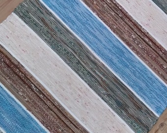Genuine Swedish Rag rug, 88.58", Handmade, Woven by hand, Rustic, Nordic, Scandinavian, Home