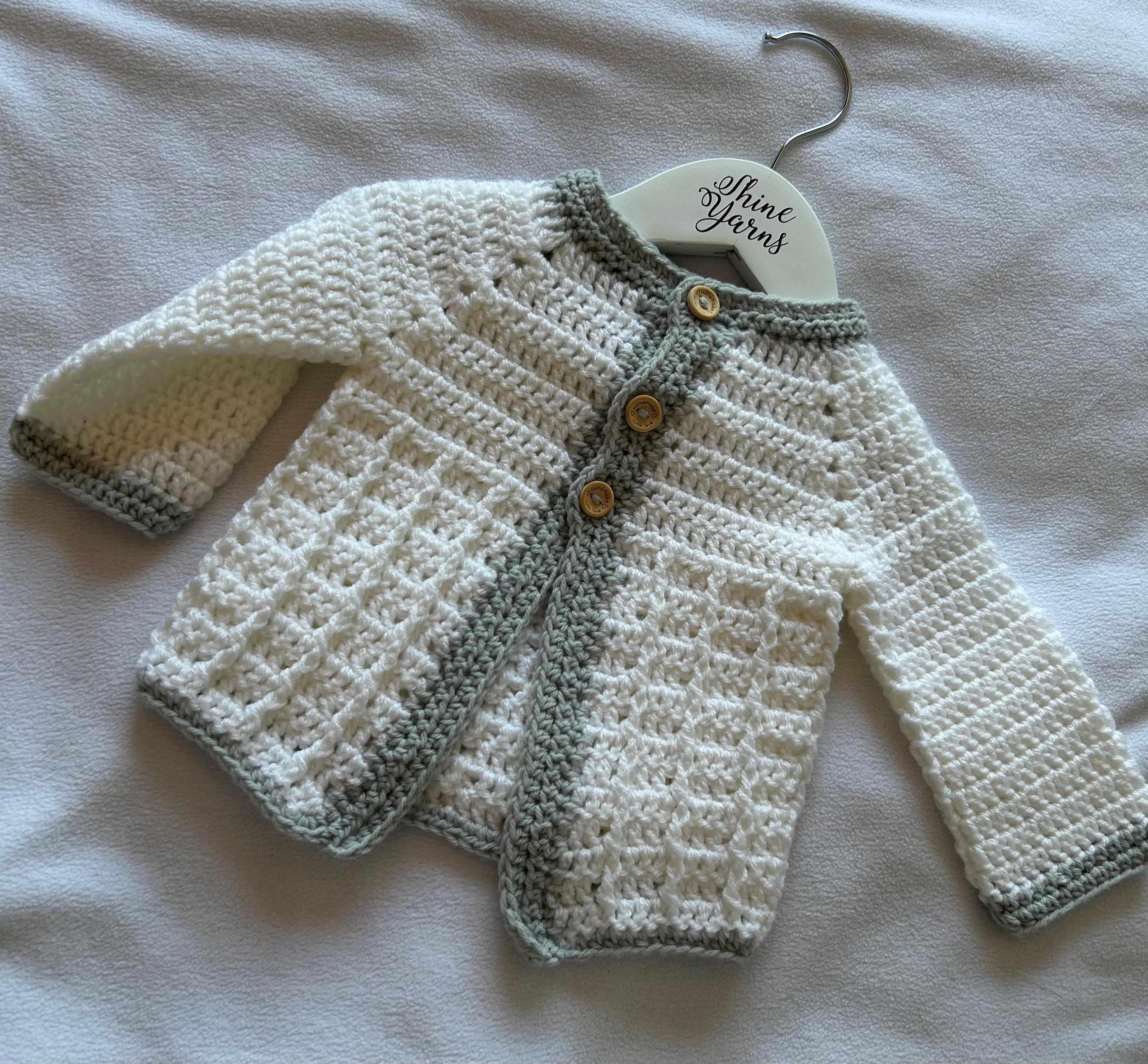 Hand Crocheted Ridge Baby Cardigan