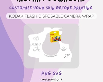 KODAK FLASH WRAP Skin Film Camera Sticker | Black and White Wedding Design | Instant Download | Wedding Bachelorette Hens Birthday | svg png