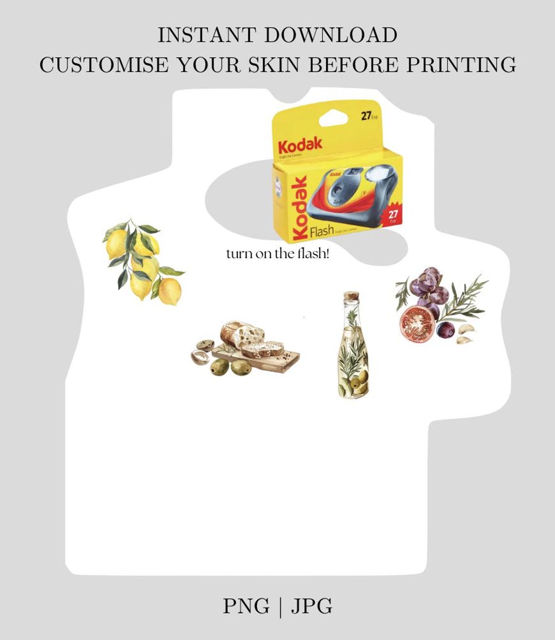 Kodak Flash Camera Wrap | Instant Download | PNG | JPG | Customisable ...