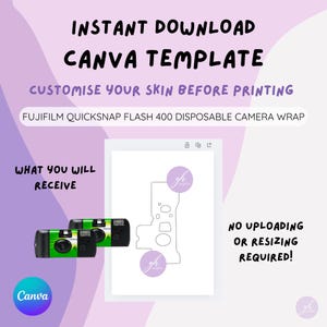 FUJIFILM QUICKSNAP CANVA Flash 400 Disposable Film Camera Wrap Outline Template Link Instant Download Customisable | Wedding Bachelorette