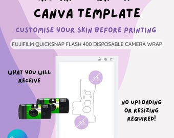 FUJIFILM QUICKSNAP CANVA Flash 400 Disposable Film Camera Wrap Outline Template Link Instant Download Customisable | Wedding Bachelorette