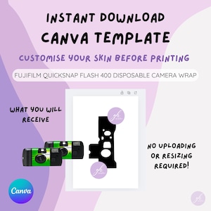 FUJIFILM QUICKSNAP CANVA Flash 400 Disposable Film Camera Wrap Template Link Instant Download Fully Customisable | Wedding Bachelorette