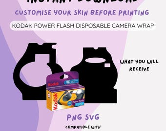 Adesivo para câmera com filme flash KODAK HD POWER | Download instantâneo | png svg | Totalmente personalizável | Aniversário de casamento, despedida de solteira