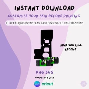 FUJIFILM QUICKSNAP FLASH Wrap 400 Disposable Film Camera Skin Sticker Instant Download | Fully Customisable | Cricut Canva Wedding Png Svg