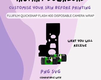 FUJIFILM QUICKSNAP FLASH Wrap 400 Disposable Film Camera Skin Sticker Instant Download | Fully Customisable | Cricut Canva Wedding Png Svg