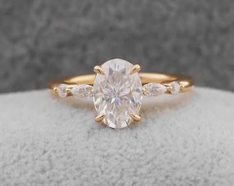 2CT Oval Lab Grown Diamond Engagement Ring | IGI Certified Diamond Ring | Solid 14K Gold Ring | Oval Cut Diamond Ring | Minimalist Ring Gift