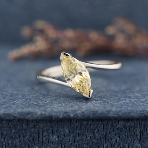 2CT Marquise Cut Bypass Band Ring For Engagement, 14K Solid White Gold  Solitaire Ring ,Birthstone Promise Ring, Perfect Anniversary Gift