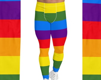 Rainbow Meggings - Coloridas rayas multicolores - Leggings spandex flacos para hombre - Orgullo LGBTQ - Love is Love - también tallas grandes
