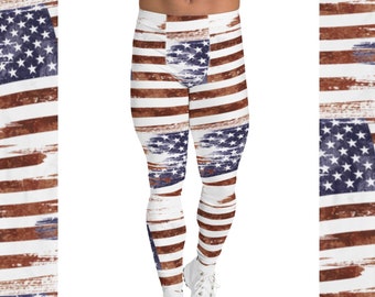 USA Meggings - Leggings para hombre - América Estados Unidos - Blanco Rojo Azul - Estrellas - Super Skinny Stretch Spandex - también en tallas grandes