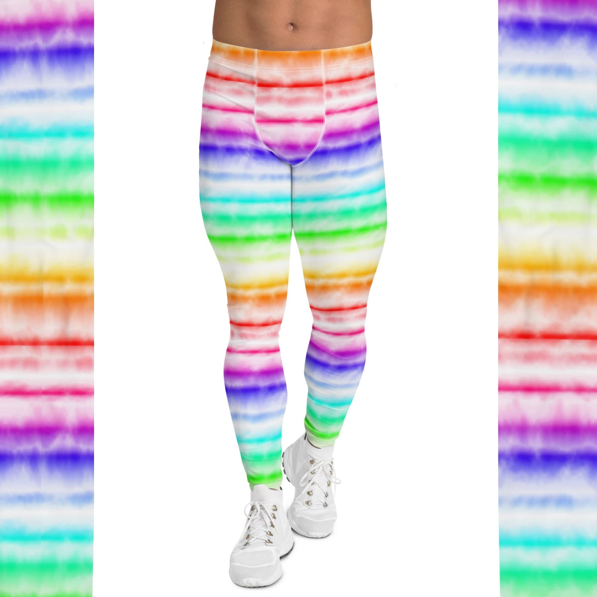 Striped Rainbow Pride Men Leggings Meggings Activewear Pants