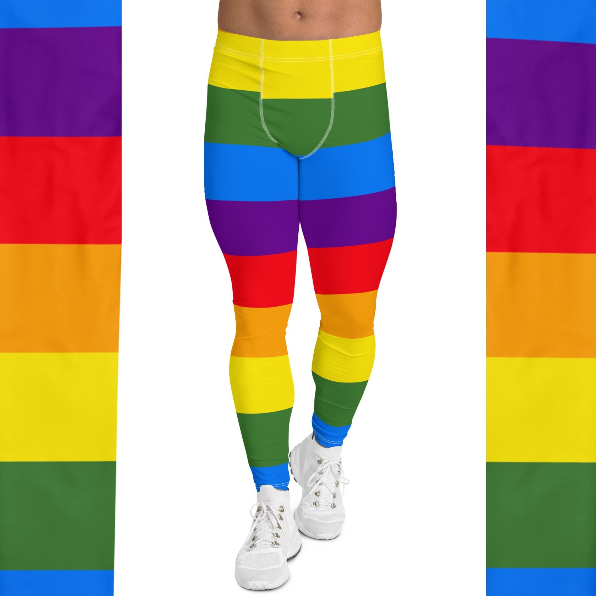 Rainbow Pride Striped Meggings for Men Activewear Leggings LGBT