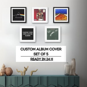 Arte de pared de portada de álbum personalizado, conjunto de 5 carteles de portada de álbum, póster de lista de canciones, elija su álbum, regalo de música personalizado, regalo personalizado
