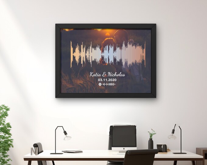 Custom Soundwave Art, Soundwave Wall Art, Favorite Song in Sound Waves, 1st Anniversary Gift, Memorial Gift, Personalized Gift
