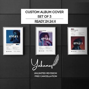 Custom Album Covers Wall Art, Set of 3 Album Cover Poster, Personalized Album Cover Print, Music Poster and Framed, Personalized Gift