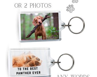 Father's Day Personalised Photo Keyring – Custom Acrylic Keepsake Gift 2 photos or phot and words (ref3)