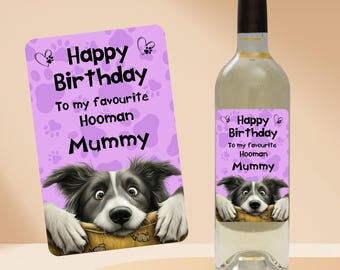 Personalised Dog / Puppy Photo Wine Label - Birthday, Mother's Day, Father's Day, Christmas LOTS OF BREEDS to choose from (ref3)