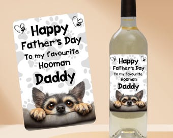 Father's Day Dog / Puppy Personalised Photo Wine Label - Birthday, Father's Day, Christmas LOTS OF BREEDS to choose from (ref1)