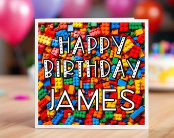 Lego personalised HAPPY birthday card
