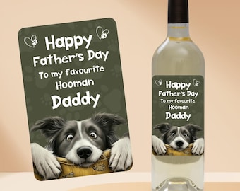 Father's Day Dog / Puppy Personalised Photo Wine Label - Birthday, Father's Day, Christmas LOTS OF BREEDS to choose from (ref2)