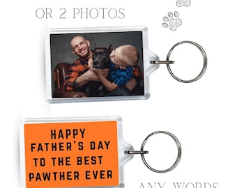 Father's Day Personalised Photo Keyring – Custom Acrylic Keepsake Gift 2 photos or phot and words