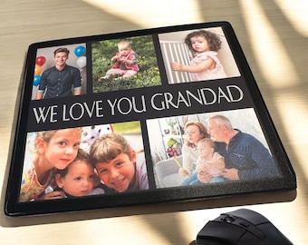 Personalised Photo Collage Mouse Mat – Mothers Day - Gift for Mum, Grandma,  - add up to 9 photos and any name - relation or wording