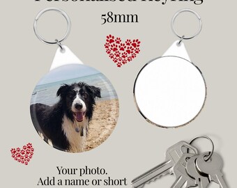 Fathers Day / Mothers Day Personalised Keyring - Custom Keepsake Gift (58mm Round) FROM THE DOG (ref 3)