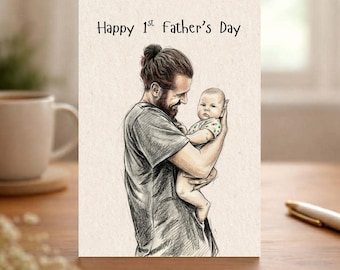 Personalised Photo Sketch Card – Father's Day Keepsake Gift (A5)