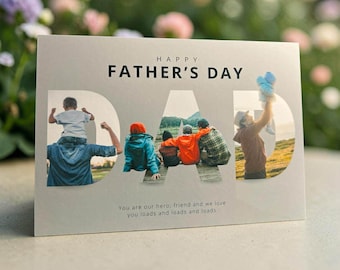 Personalised Photo Collage Father's Day Card | Custom Name Dad Grandad Gift