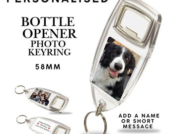 Personalised Photo Bottle Opener Keyring - Custom Acrylic Gift