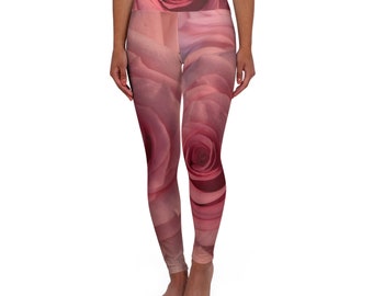 Leggings de yoga roses taille haute