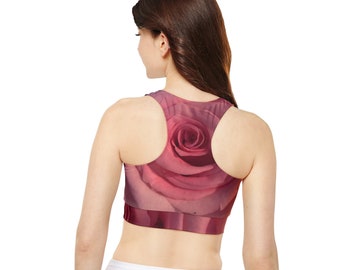 Pink Rose Fully Lined, Padded Sports Bra